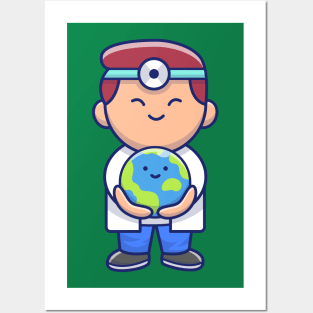 Cute Doctor Save Cute World Cartoon Posters and Art